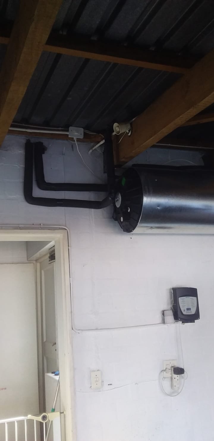 Overhead drainage pipe runs